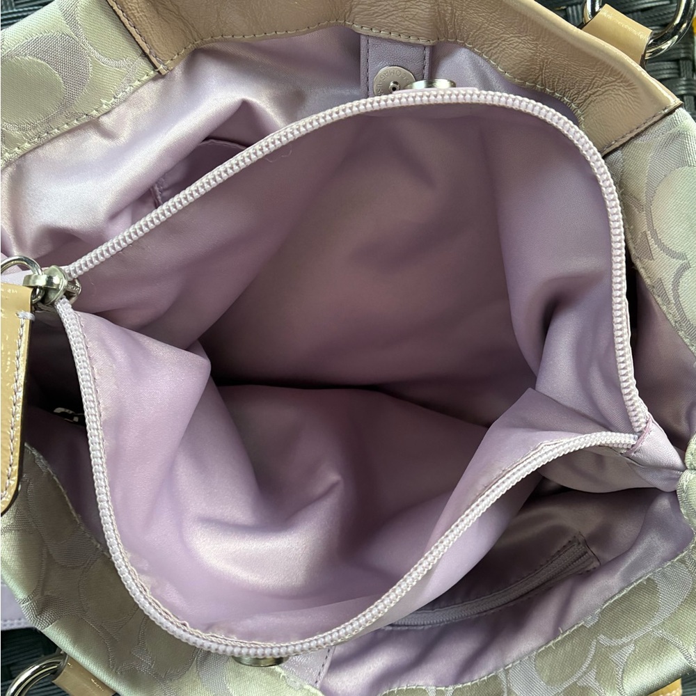 COACH BAG,Coach Cream and ligth purple Bag, COACH Shoulder Bag - Picture 9 of 16